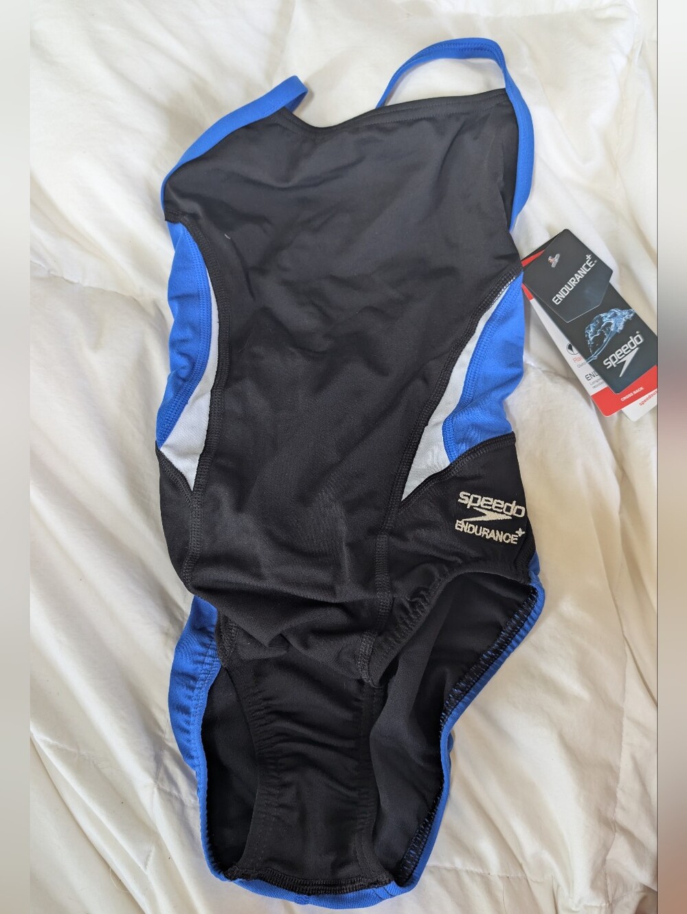 Speedo Endurance+ Black & Blue One-Piece Swim Suit Competitive Size 22